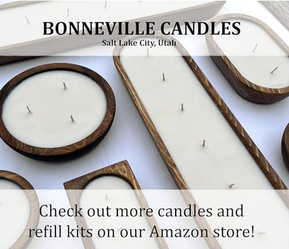 Bonneville Handmade Candles / 5 1/4" x 2" Hand Poured Wood Bowl Candle, 3 Wick/Dough Bowl/Up to 25 Hour Burn Time / 100% Soy Wax/Scented/Rustic/Holiday (Unscented)