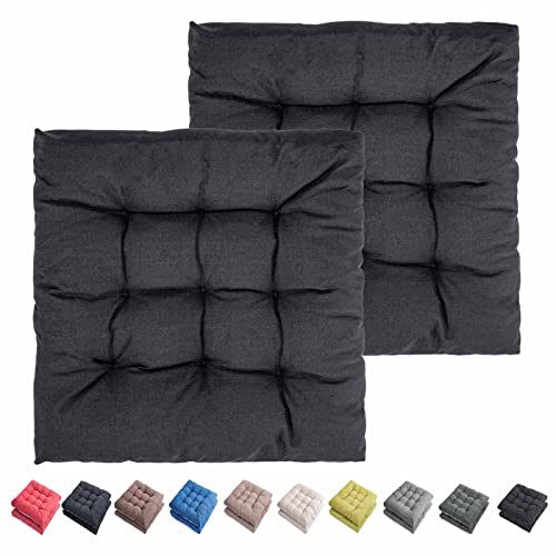 Outdoor Indoor Chair Cushions 20"x20" - Patio Furniture Cushion Set of 2 Comfortable Non-Slip Seat Pads Cover for Wicker Adirondack Deck Rocking Metal Chairs Universal Fit (2, Black) - color: Black