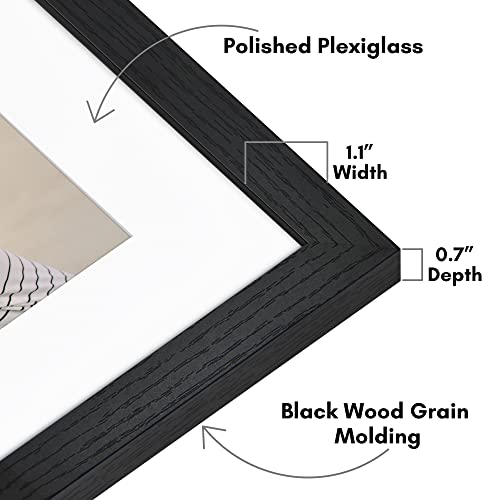 Americanflat 16x16 Picture Frame - Matted to 12x12 - Black | Engineered Wood construction, Polished plexiglass front, sawtooth hangers included, use with or without mat - color: Black, size: 16x16