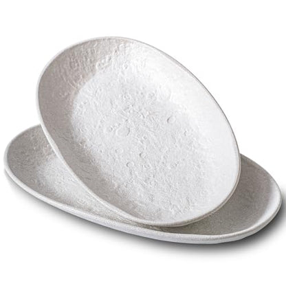 Serving Platter 12 Inches, Ceramic Oval Dinner Plate Set of 2, Serving Dishes for Entertaining, Dishwasher & Oven Safe Kitchen Dinnerware for Salad, Chicken, Pasta, Fish, Beef, White - color: White