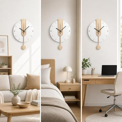 Qianly Wall Clock Silent Minimalist Hanging Timepiece Wooden Modern Finish Quiet Movement Acrylic Decor Suitable for Family Gatherings Office Living Room, S
