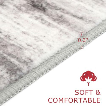 KOZYFLY Modern Abstract Hallway Runner, 2x10 Washable Rug Non-Slip Soft Striped Kitchen Runner Rug, Grey/Light Beige/Brown Print Carpet Runner for Entryway Bathroom - color: Grey/Light Beige/Brown, size: 2' x 10' (Runner)