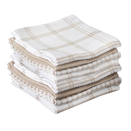 T-Fal Premium Waffle Dish Cloths: Highly Absorbent, Super Soft Long Lasting - 100% Cotton, 12"x13" Towel for Cleaning & Drying, (8-Pack), Sand - color: Sand, size: 8-Pack