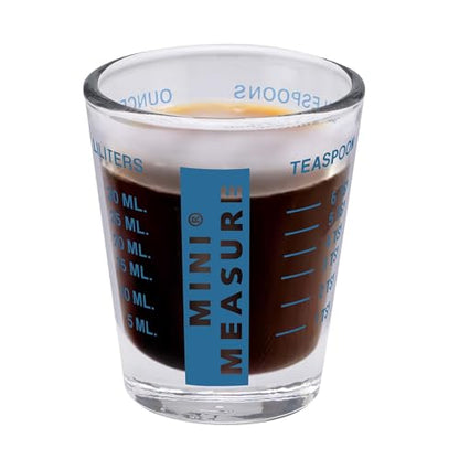 Kolder Mini Measure Heavy Glass, 20-Incremental Measurements Multi-Purpose Liquid and Dry Measuring Shot Glass, Blue, Set of 2 - color: Blue, size: Set of 2