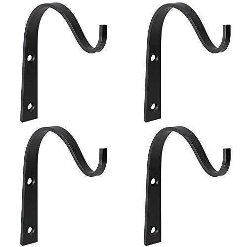 Mkono 4 Pack Iron Wall Hooks for Hanging Plant Lanterns, Plant Hanger Fence Metal Bracket for Bird Feeders, Wind Chimes, Mason Jar Sconces, Light Outdoor Indoor Rustic Home Decor, 3 Inch | Decorative Hooks for Hanging Things, Rust-Proof, Fit Bird Feeder W