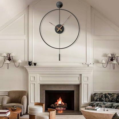 30.7×20 Inch Large Modern Decorative Giant Pendulum Wall Clocks,Big Classical Metal Dial Wall Clock with Walnut Pointers for Living Room,Office,Entryway,Dining Room Decor - size: 30.7×20 inch