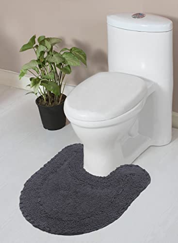 Home Weavers Double Ruffle Collection 100% Cotton Bathroom Rugs Set, Washable Rug, Extra Soft and Absorbent Bath Rug, Kitchen Mat, Bath Mat Set, Bath Floor Mat Non Slip, 20"x20" Contour, Gray - color: Grey, size: 1'8" x 1'8" (Contour)
