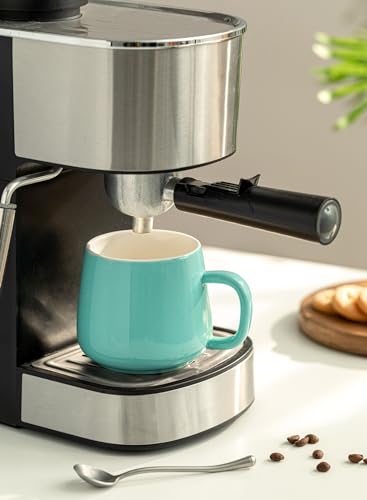 Teocera Ceramic Coffee Mug Set of 4-12 oz Coffee Mugs with Large Handles for Hot or Cold Drinks Like Latte, Cocoa, Tea or Juice - Smooth Ceramic, Dishwasher Safe, Turquoise - color: Turquoise