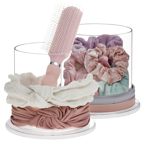 STORi Bella 2-Pack Headband and Scrunchie Holder | Clear Plastic Organizer Display Stand | Holds Hair Ties, Accessories, and Jewelry | Made in USA - style: Headband Holder Set of 2