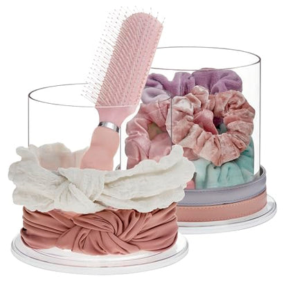 STORi Bella 2-Pack Headband and Scrunchie Holder | Clear Plastic Organizer Display Stand | Holds Hair Ties, Accessories, and Jewelry | Made in USA - style: Headband Holder Set of 2