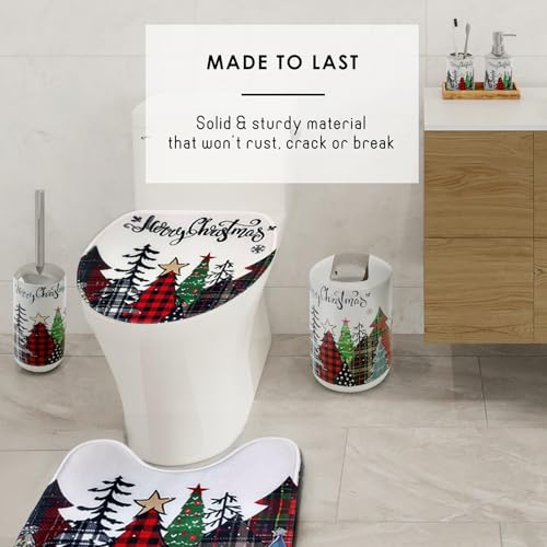 Clara Clark Bathroom Set - Christmas Bathroom Sets with Shower Curtain and Rugs, Xmas Bathroom Accessories Set, 22PC Christmas Shower Curtain Set with Liner, Soap Dispenser, Toilet Brush, & Trash Can - color: Christmas, size: Complete Set + Bath Rugs