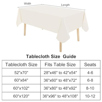 Rectangle Beige Vinyl Waterproof Tablecloth with Flannel Backed | Spillproof Wipe Clean Table Cloth, Plastic Flannel Backing for Dining, Buffet Parties Picnic Camping, 60" x 120" - color: Beige, size: 120" x 60" (Rectangular)