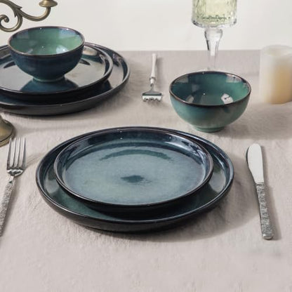 Ceramic tableware set, suitable for 4-piece and 12 piece hand-painted glazed dish and bowl sets, scratch resistant tableware sets, ovens, microwaves, and dishwashers, safe and green - color: style - 7