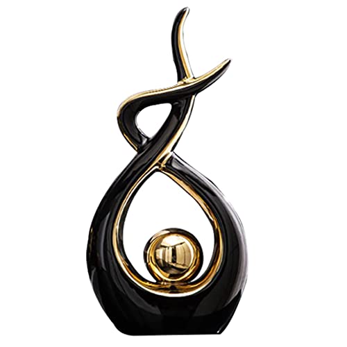 Norrclp Home Decor Modern Abstract Art Ceramic Statue Table Decor (Large) | Modern Aesthetic Ornament, Decorative Accent for Dining Room Living Room Office Centerpiece (Black and Gold) - color: Black and Gold, size: Large