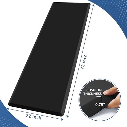 0.8" Thick Kitchen Mat Cushioned Anti Fatigue Rug Comfort Floor Mats | Water-Resistant, Non-Slip, Easy to Clean Comfort Floor Mat for Kitchen, Sink & Office, Multiple Colors & Sizes, 72" x 22" - color: Black, size: 72"L x 22"W x 0.8"Th