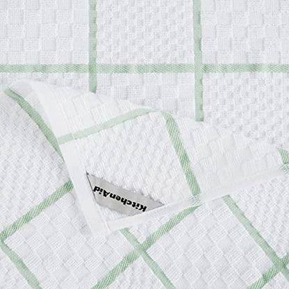 KITCHENAID Quilted Cotton Terry Cloth Oven Mitt, Pot Holder, Kitchen Towel 4-Pack Set, Heat Resistant, Silicone Grip, 16"x26", 7"x13" & 7"x10", Pistachio - color: Pistachio
