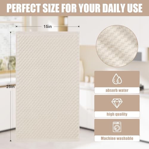 Homaxy 100% Cotton Terry Kitchen Towels(15" x 25", 6 Pack), Beige | Soft and Super Absorbent Dish Towels, 380 GSM Reusable Tea Towel with Hanging Loop, Pineapple Grid Designed - color: Beige, size: 15 x 25 - 6 Pack