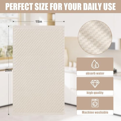Homaxy 100% Cotton Terry Kitchen Towels(15" x 25", 4 Pack), Beige | Soft and Super Absorbent Dish Towels, 380 GSM Reusable Tea Towel with Hanging Loop, Pineapple Grid Designed - color: Beige, size: 15 x 25 - 4 Pack