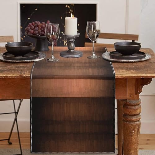 Emvency Table Runner, 13x72 Inch, Farmhouse Abstract Striped | Copper Texture Dining Decor for Kitchen Coffee Table Family Dinners Holiday Parties Wedding Events Decor - color: Brown Striped Abstract, size: 13x72