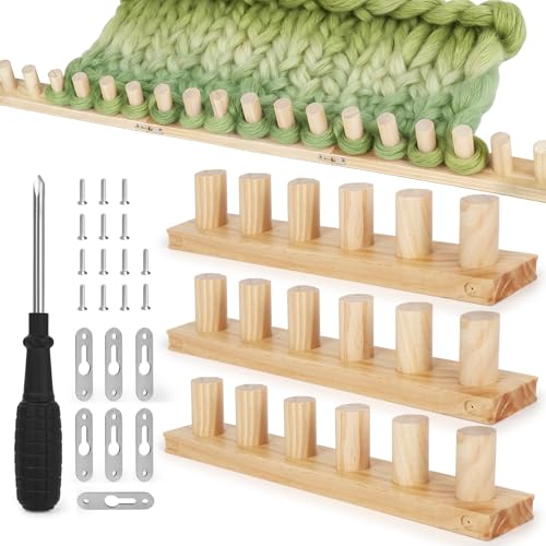 Aeelike 40" Wooden Loom Kit for Blanket Chunky Yarn,No Need Hooks Knitting | Portable Adjustable Size,3-section Detachable Modular Design,Wooden Weaving Frame for Thick Yarn,Stress Relief Easy Knitting - size: 40 IN