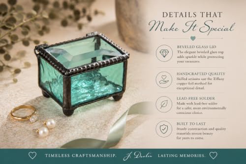 J Devlin Turquoise Stained Glass Ring Box Small Glass Keepsake Box | mall turquoise stained glass ring box for rings earrings charms tiny keepsakes and meaningful treasures - color: turquoise