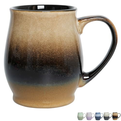 Bosmarlin Extra Large Ceramic Coffee Mug, 25 Oz, Dishwasher and Microwave Safe, Oversized Big Tea Cup for Office and Home, Reactive Glaze (Walnut) - color: Walnut
