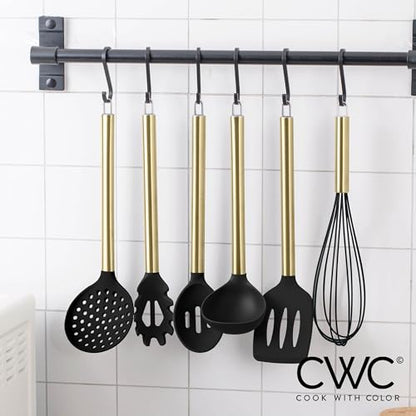 COOK WITH COLOR Silicone Cooking Utensils, Kitchen Utensil Set, Easy to Clean Silicone Kitchen Utensils, Cooking Utensils for Nonstick Cookware, Kitchen Gadgets Set with Holder, 10 Pieces