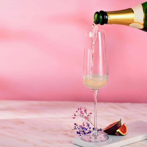 KROSNO Champagne Flutes Set of 4, 8.5 oz, Modern Collection | Drinking Glasses, Led-Free Crystal Glasses for Prosecco Sparkling Wine, Wedding Champagne Flutes, Dishwasher Safe - size: 7.4 fl oz (Set of 4)