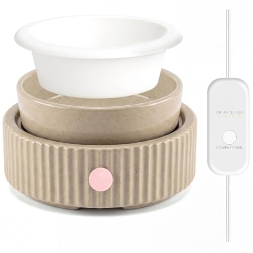Wax Melt Warmer with Timer & Silicone Dish, Ceramic Fragrance 4-in-1 Oil Burner Electric Candle Wax Melter for Home Office Bedroom Fragrance, Home Décor and Gift Choice - color: Beige+dish