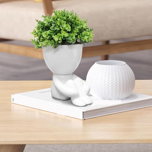 Zerzsy Cute Fake Plants,Home Bedroom Bathroom Office Shelf Office Wall Room Farmhouse Decor Artificial Plants - Set of 1 - color: White-a