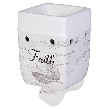 Elanze Designs Dream Bigger Actions Louder Faith Stronger Grey Leaves White Ceramic Stone Plug-in Warmer - size: Small Wall Plug-in