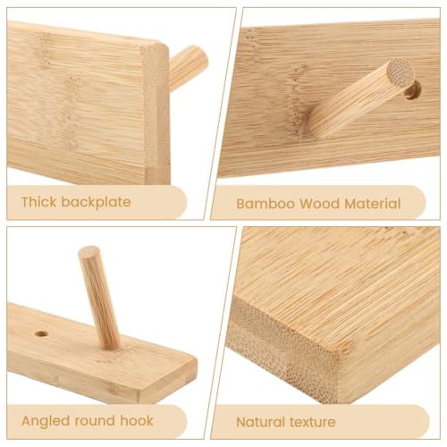 2-Pack 15" Heavy Duty Wooden Coat Rack, Wall Mount with 5 Hooks | Natural bamboo. 5 hooks for coats, hats, bags & towels. For entryway, bedroom & doors. Holds 20lb. Hardware included.