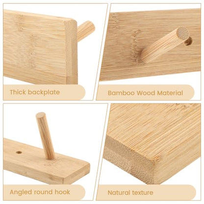 2-Pack 15" Heavy Duty Wooden Coat Rack, Wall Mount with 5 Hooks | Natural bamboo. 5 hooks for coats, hats, bags & towels. For entryway, bedroom & doors. Holds 20lb. Hardware included.