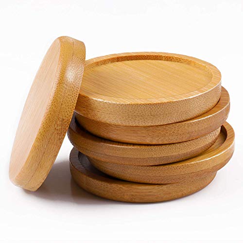 6pcs 3 inch Bamboo Round Plant Saucer, Mini Flower Pot Tray for Cactus Plant Pot Flower Pot Container Planter Bonsai Pots,no Plants Pot - size: 3 Inch