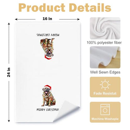 Christmas Mastiff Kitchen Dish Towels 2 Pack - Mastiff Dog Lover Gift, Waffle Weave Christmas Hand & Tea Towels for Kitchen Bathroom, 16x24 Inches - color: Mastiff Christmas