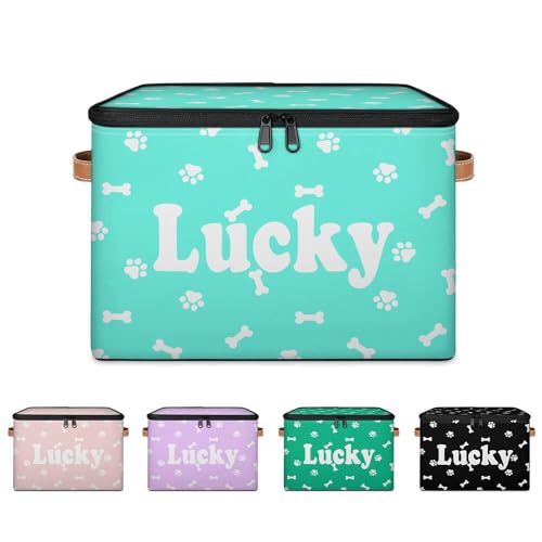 Customized Pet Storage Basket with Name, Personalized Memory Keepsake Box | Foldable Sturdy Large Storage Bin Organizer with Handle Lid Lightweight Waterproof Dustproof, 14"L x 10.2"W x 10.4"H - color: Option 3