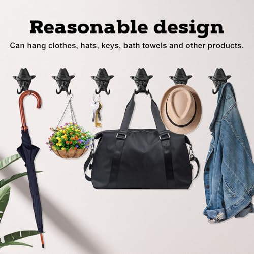 Rustic Cowboy Coat Key Hanger, Decorative Wall Mounted Coat Hooks, Cast Iron Hooks Coat Towel Bag Hat Hanger Multiuse Entryway Black Set of 2 - color: Gentleman