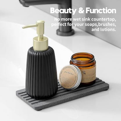2PCS Diatomite Quick Stone Drying Tray Mat For Bathroom & Kitchen Counter, Instant Dry Water Absorbent Drink Bar Coaster,Vanity Sink Caddy Organizer,Dish Soap Sponge Holders, Charcoal,8"x3.8" - color: 2pc - 8"x 3.8" - Charcoal Gray