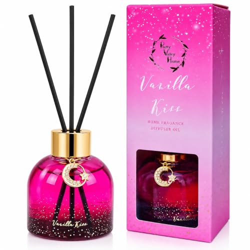 Reed Diffuser Set, Pretty Valley Home Diffuser 80Ml / 2.7 fl OZ Gift Box - Includes Reed Diffuser Sticks, Long Lasting Fragrance Oil and Glass Bottle for Office Living Room Decor (Vanilla kiss) - color: 2.vanilla Kiss