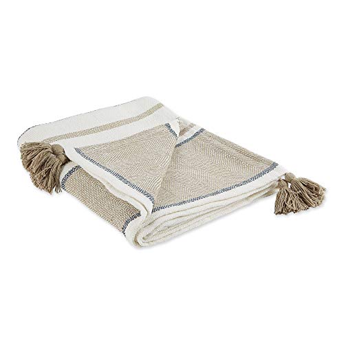 DII New Traditional, 2-Tone Chevron Stripe Throw, 50x60, Stone - color: Stone