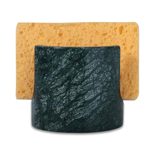 Marble Sponge Holder for Kitchen Counter Fast Drying Rack (India Green ) | Natural Stone Sponge Caddy for Sink Organizer, Durable, Easy to Clean, Non-slip Countertop Decor