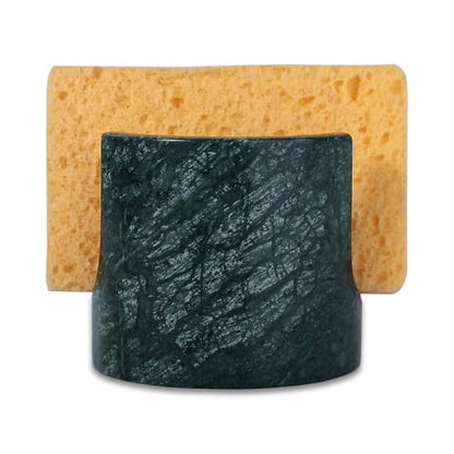 Marble Sponge Holder for Kitchen Counter Fast Drying Rack (India Green ) | Natural Stone Sponge Caddy for Sink Organizer, Durable, Easy to Clean, Non-slip Countertop Decor