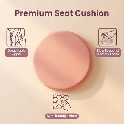 Round Chair Cushion, Memory Foam Filling, Knitted Cotton Cover, Removable Zipper Design, Light Gray, Pink, Coffee, Green (Pink, 12 Inch) - color: Pink, size: 12 Inch