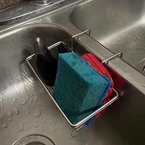 Stainless Steel Sponge Holder for Kitchen Sink | Rust Resistant, Quick Drying, Holds Sponges & Brushes, Stable Over Divider, Space Saving, Large Capacity