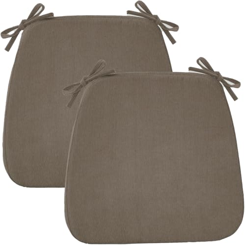 Dining Chair Cushions, Light Brown, 17"x16", Set of 2 | 2'' Thick Cooling Gel High-Density Foam, Ties and Non-Slip Bottom, Removable Washable Cover, For Dining and Kitchen - color: Light Brown, size: 2 Count (Pack of 1)