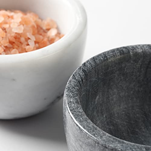 jalz jalz White Marble Salt Cellar with Lid, Large 10oz Spice Keeper Pot with spoon - color: White Cover White Base