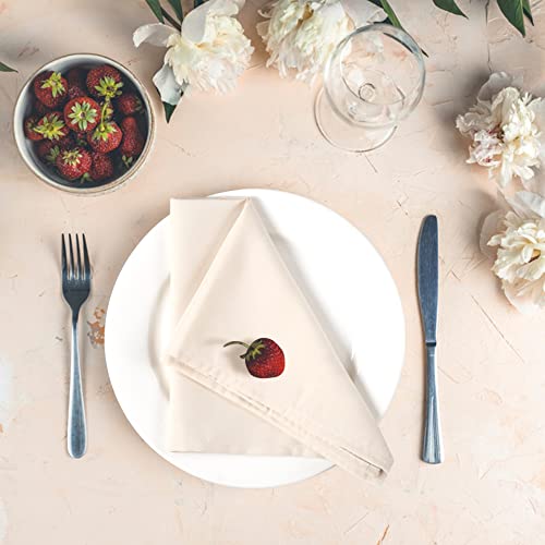 Ramanta Home Set of 12 Polyester Cloth Napkins 18x18 Inches, Beige | Polyester Napkins with Hemmed Edges, Washable Reusable Dinner Napkins Ideal for Parties, Weddings, Hotels and Banquets - color: Beige, size: 18" x 18" (Set of 12)