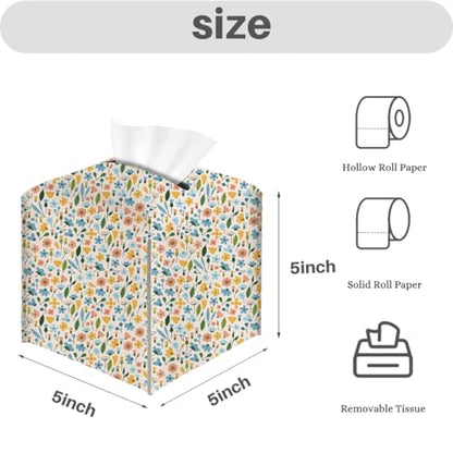 Floral Tissue Box Cover, Tissue Box Holder for Home, Bedroom 5x5IN - color: Flower 384