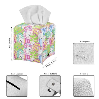 Easter Rabbit Eggs Square Tissue Box Cover Facial Napkin Holder Easy to Use Dust-Proof Tissue Case for Living Room Office Bathroom - color: Easter Rabbit Eggs