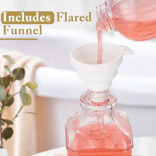 Dish and Hand Soap Dispenser,Set of 2 * 16.9oz | Glass Soap Dispenser with Gold Pump,Tray,Funnel,500ML Countertop Soap and Lotion Dispenser for Kitchen, Bathroom,Shower - color: Ks-5070-28y-2g
